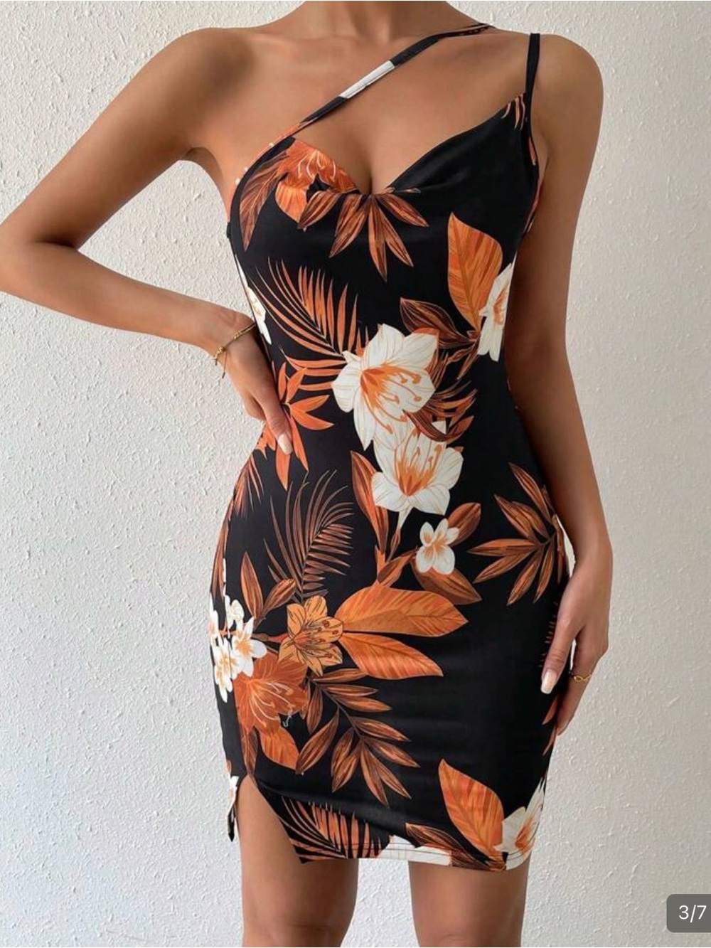 Floral One-Shoulder Dress
